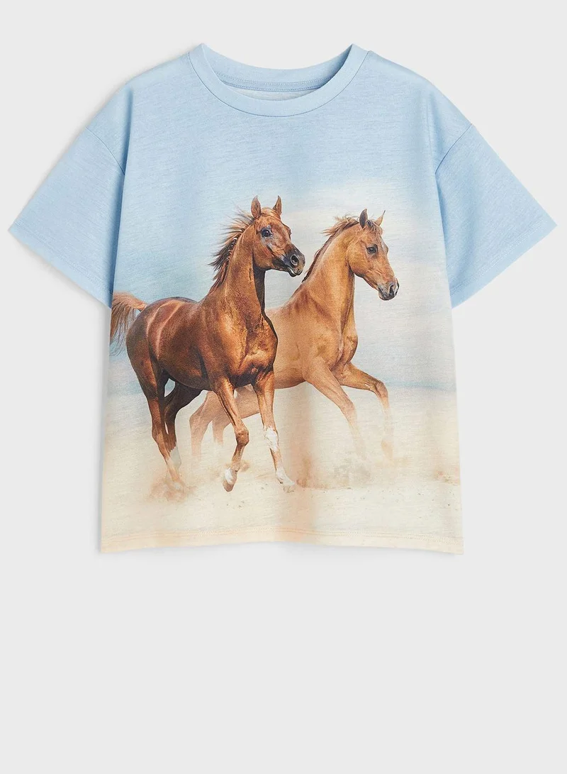 H&M Kids Horse Print Oversized T-Shirt